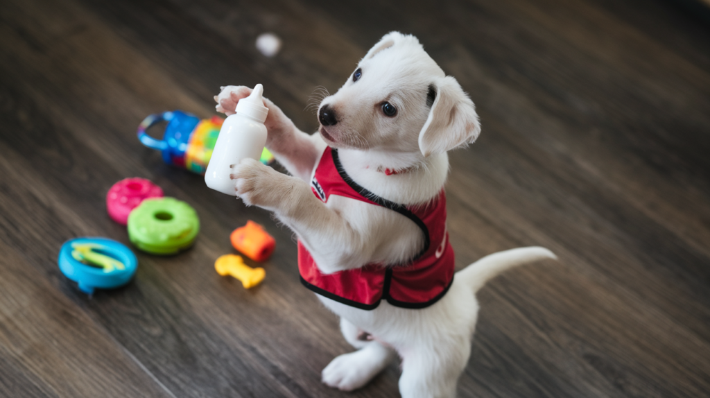 Puppy Toys Hold a Bottle